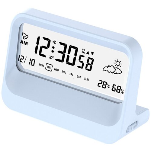 INF Digitalna &amp;scaron;tudentska budilka z temperaturo, vlažnostjo in &amp;scaron;toparico Blue, (5000290730) Slike