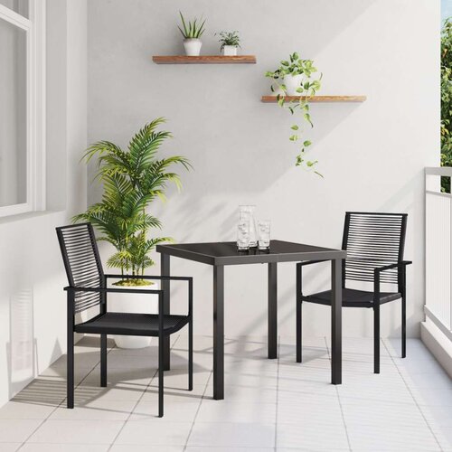 vidaXL 3-delni set vrtne jedilnice Črni PVC Rattan Cene