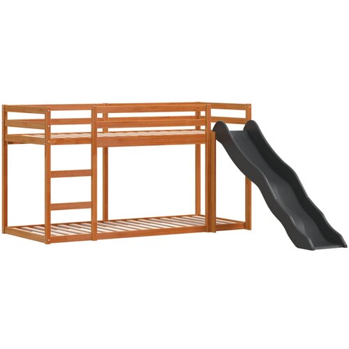 vidaXL Pograd s toboganom in lestvijo voščeno rjav 75x190 cm borovina, (21292908) Cene