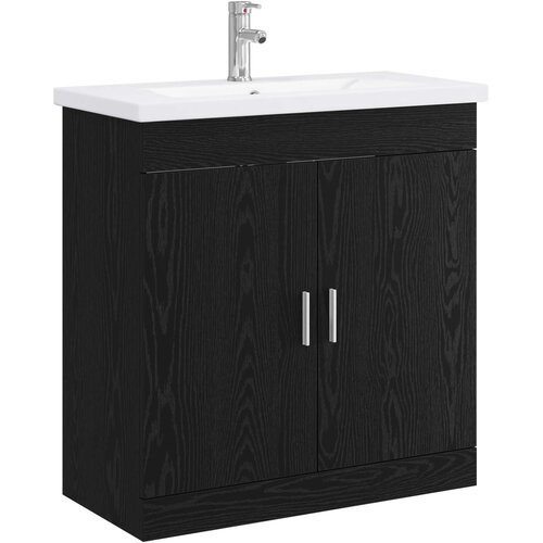 vidaXL Set namještaja za kupaonicu Crni hrast 81 x 40 x 84 5 cm - Crni hrast 81 x 40 x 84 5 cm Cene