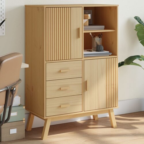 vidaXL Visoka komoda OLDEN rjava 85x43x125 cm trdna borovina Cene
