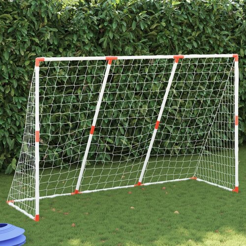 VidaXL Dječji nogometni gol s loptama 2-u-1 bijeli 184 x 64 x 124 cm Slike