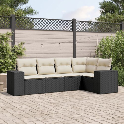  5-dijelna vrtna garnitura od poliratana s jastucima crna 62 x 62 x 69 cm Cene