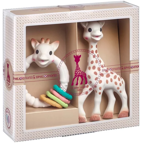 Vulli® darilni paket ob rojstvu žirafa sophie (grizalo in barvni obroček)