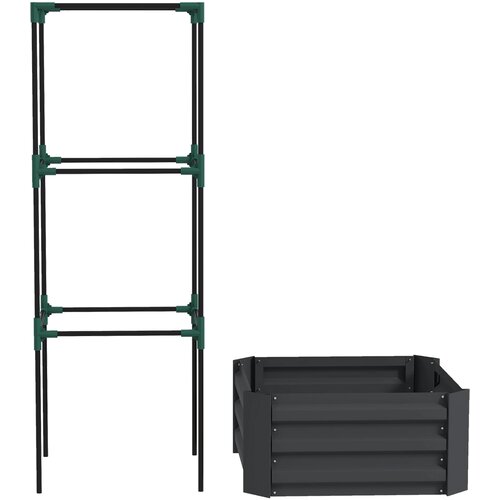 HOMESTAR Dvignjena vrtna greda z re&amp;scaron;etko 61x61x140 cm temno siva, (5000228495) Slike