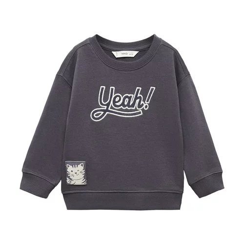 MANGO KIDS Sweater majica 'Yeah' antracit siva / bijela