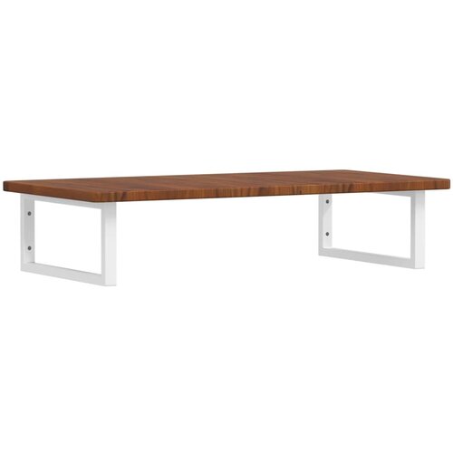  Zidna polica za umivaonik od čelika i masivne hrastovine Smeđa 100 x 50 x 2.5 cm Slike