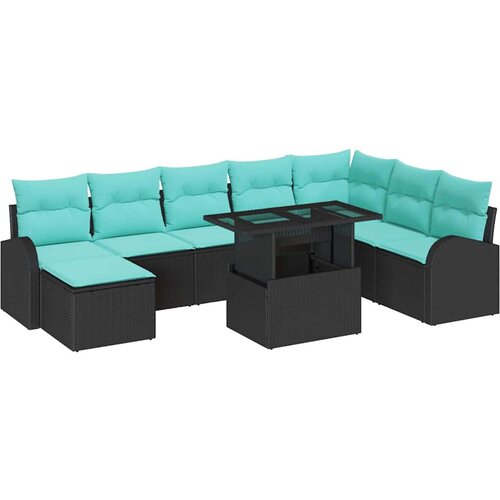 vidaXL Vrtna sedežna garnitura s shranjevanjem 9 pcs Črna Poly ratan, (5000020914) Cene