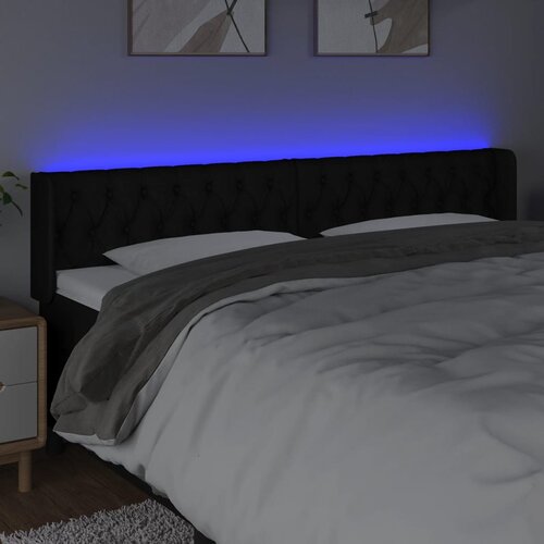  LED uzglavlje crno 203x16x78/88 cm od tkanine Slike