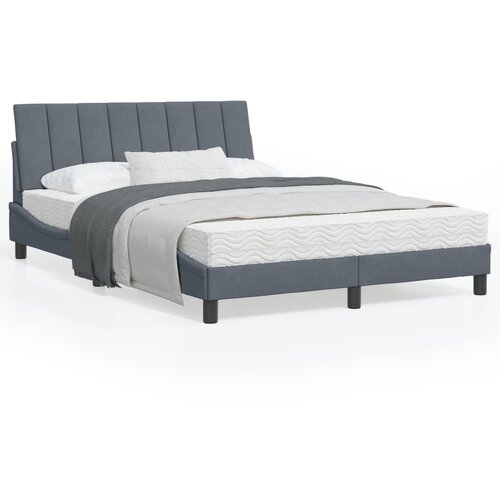 VidaXL Posteljni okvir z vzglavjem temno siv 140x200 cm žamet Slike