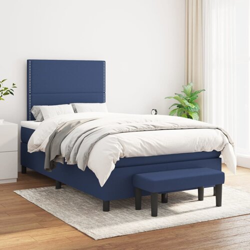 The Living Store Box spring postelja z vzmetnico moder 120x200 cm blago - Box Spring Postelja, (21514263) Slike
