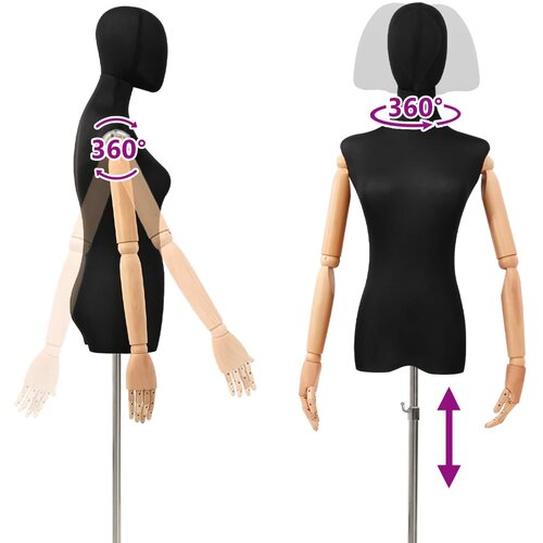  Podesivi maneken 165-213 cm s postoljem Žena PP Crna Slike