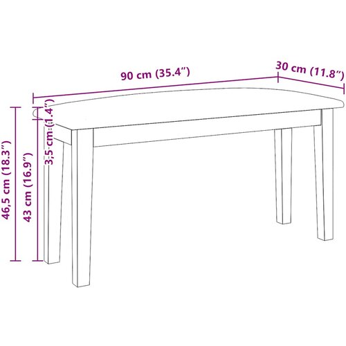  Klupa 90 cm smeđa puna drvena guma Slike