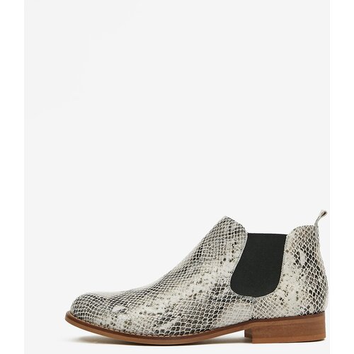 OJJU White women&amp;#039;s leather chelsea boots with snake pattern Slike
