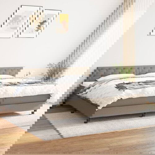 The Living Store Box spring postelja z vzmetnico taupe 200x200 cm blago - Box Spring Postelja, (21503569) Slike