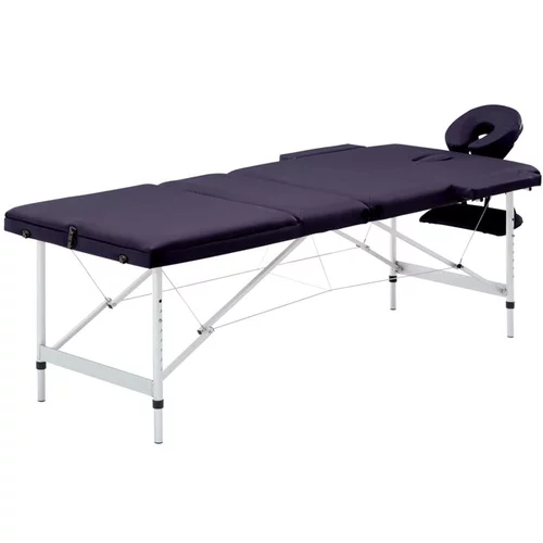 Zložljiva masažna miza 3-conska aluminij vijolična