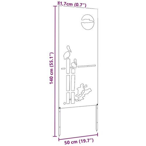 VidaXL Dekorativna ploča za vrt Rđa 50 x 140 cm Otporni čelik Slike