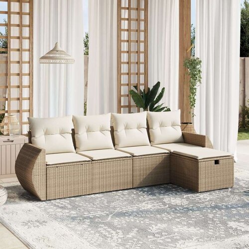  5-dijelni vrtni set sofa s jastucima bež od poliratana Cijene