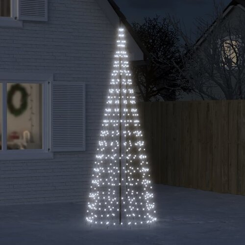 vidaXL Osvetljena novoletna jelka na drogu 550 LED hladno bela 300 cm Cene