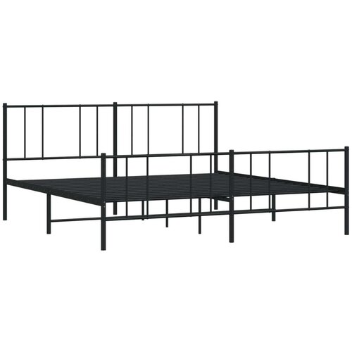 VidaXL Metalni okvir kreveta uzglavlje i podnožje crni 193x203 cm Slike