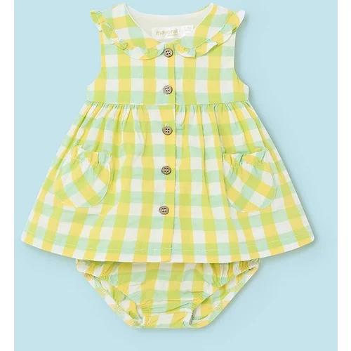 Mayoral Newborn Pamučna haljina za bebe boja: žuta, mini, širi se prema dolje