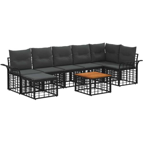  Set vanjskih sofa 8 pcs Crna i tamno siva Poliester - Crna i tamno siva sa stolom Cene
