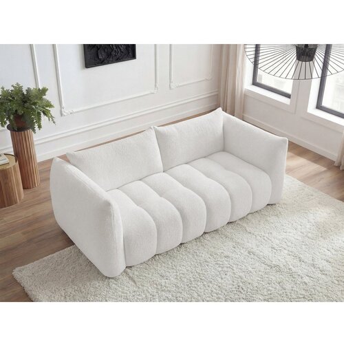 Bobochic Paris Bela sedežna garnitura iz tkanine boucl&amp;eacute; 234 cm Azra &amp;ndash; Slike