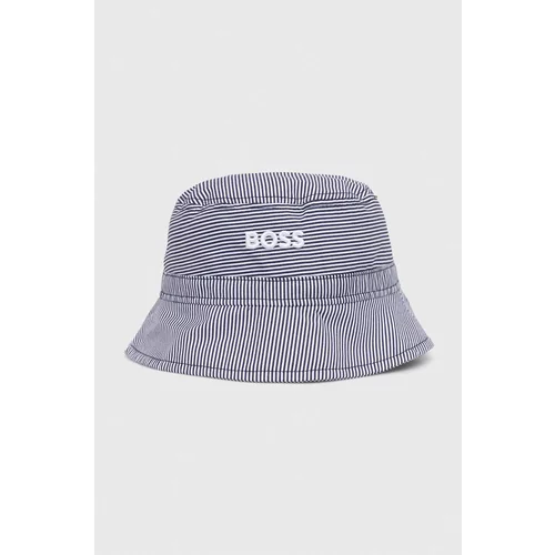 Boss Bombažni klobuk mornarsko modra barva, 50513211