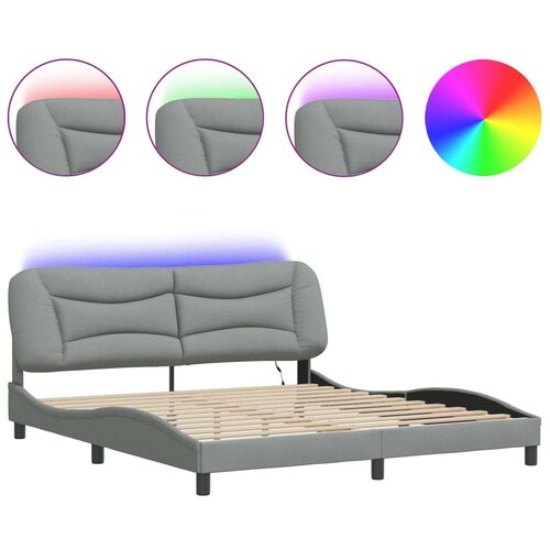 Okvir kreveta s LED svjetlima svjetlosivi 180x200 cm od tkanine Slike