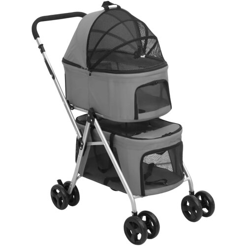 vidaXL Zložljiv pasji voziček 2-slojni siv 80x46x98 cm Oxford blago Cene