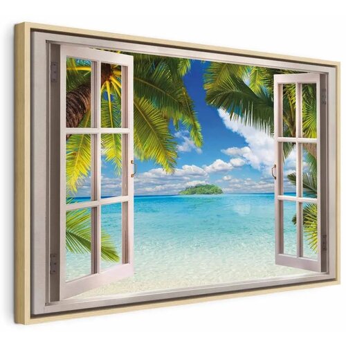  Slika - Window: Sea View 60x40 U prirodnom drvenom okviru Cene