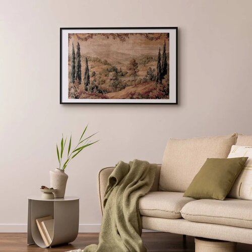  Plakat - Mediterranean Landscape - Old Tapestry with a Hill and Lake 60x90 Crni okvir s margom Slike