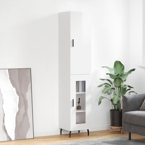  The Living Store Visoka omara visok sijaj bela 34,5x34x180 cm inženirski les - Visoka Omara, (21441928) Slike