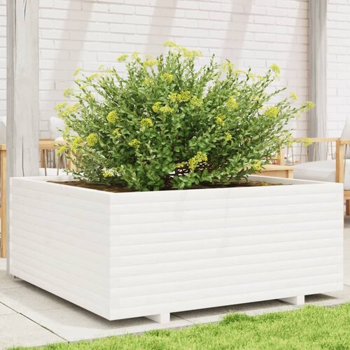vidaXL vrtno cvetlično korito belo 110x110x49,5 cm trdna borovina Cene