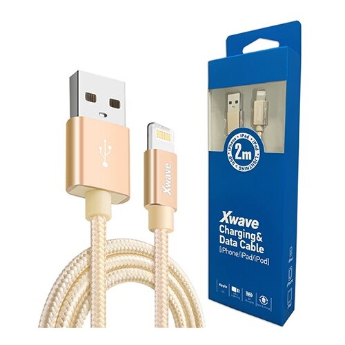 X Wave kabl USB IPHONE 2M 3A,lightning aluminium,upleteni zlatni Cene