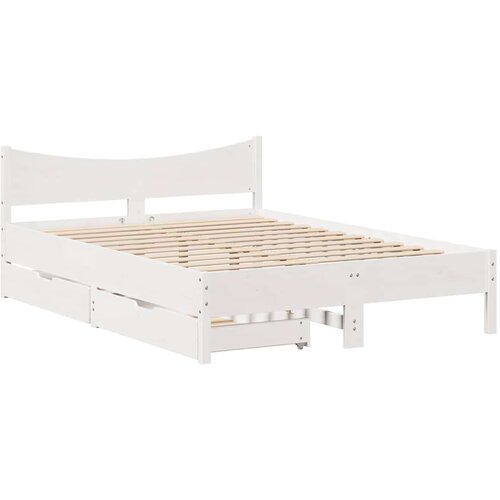 VidaXL Okvir za krevet s ladicama bijeli 150 x 200 cm borovina Slike