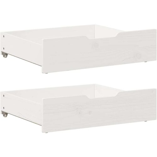 VidaXL Ladice ispod kreveta 2 kom bijele 75x55x16 cm od borovine Slike