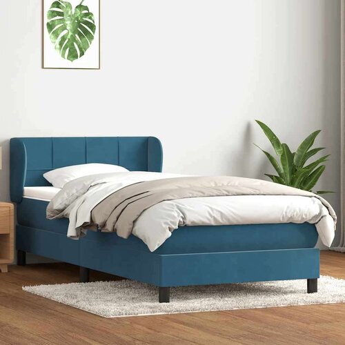 Box spring postelja z vzmetnico temno modra 80x210 cm žamet, (21791665) Cene