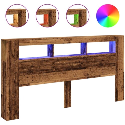 Maison Chic led posteljno vzglavje - vzglavna omarica - nočna omarica starinski les 200x18,5x103,5 cm inž. les, (21712037) Slike