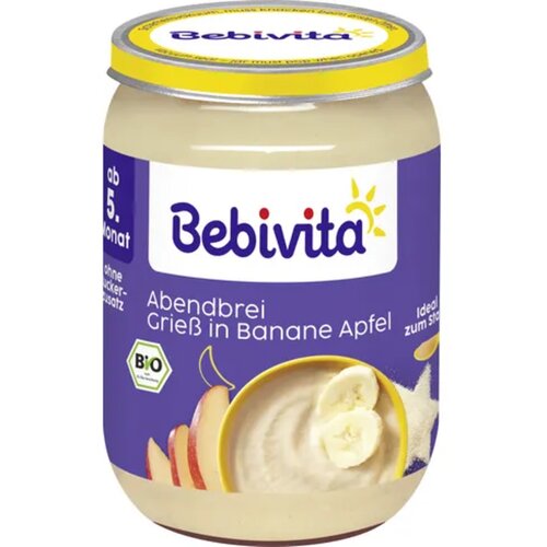 Bebivita Bio otro&amp;scaron;ka večerna zdrobova ka&amp;scaron;a - banana in jabolko - 190 g Slike