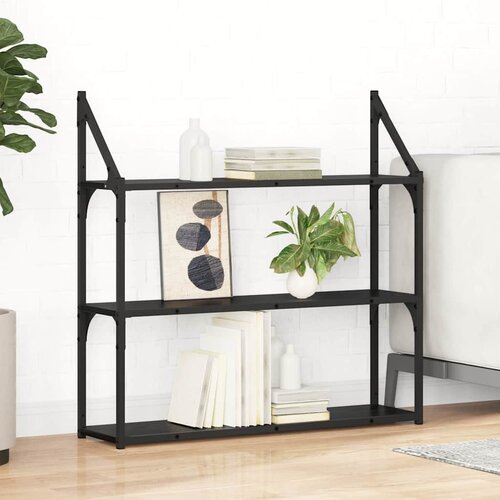 vidaXL Stenska polica Črna Orehovina 80 x 21 x 78,5 cm Konstruiran les Cene