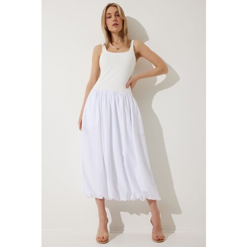 Happiness İstanbul Women's White Balloon Midi Dress Slike