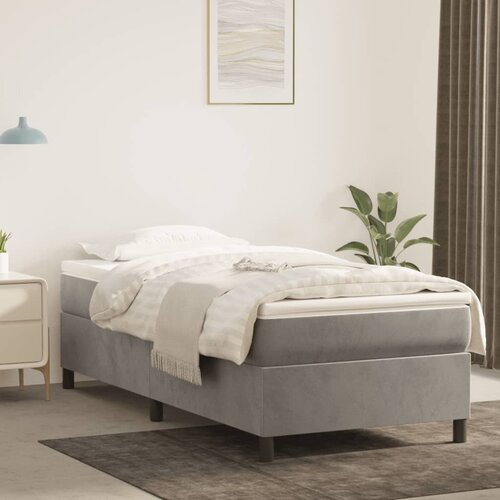 The Living Store Box spring postelja z vzmetnico svetlo siva 100x200 cm žamet - Box Spring Postelja, (21489801) Slike