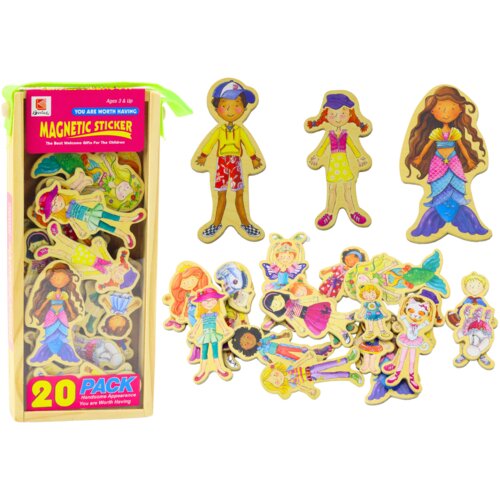  Set of Magnets Wooden Characters in Colorful Disguises, 20 pieces Slike