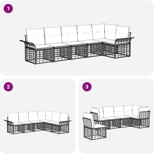  Set vanjskih sofa s jastukom 6 pcs Crna i tamno siva Poliester Slike