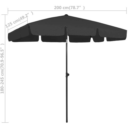 VidaXL Suncobran za plažu crni 200 x 125 cm Slike