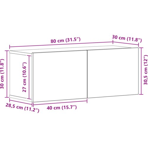 VidaXL Set TV komoda s policom Ostalo s pohranom s vratima 4 pcs Crni hrast 30.5 x 30 x 90 cm Slike