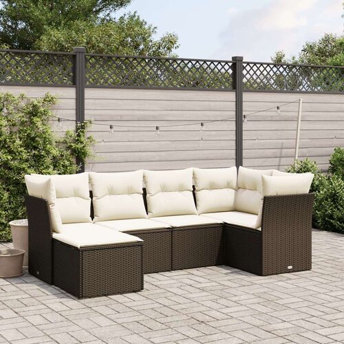 vidaXL 6-dijelni set vrtnih sofa od poliratana s jastucima smeđi Cene