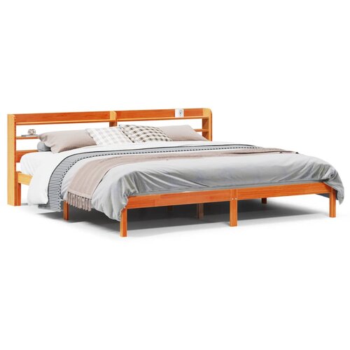 Maison Chic Posteljni okvir - Dvoposteljna postelja - Zakonska postelja z vzglavjem vo&amp;scaron;čeno rjava 180x200 cm borovina, (21693736) Slike