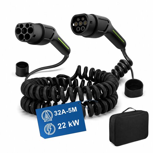 JUNSUN Pametna stenska polnilna postaja (Wallbox) 22kW 32A trifazni Tip 2 &amp;ndash; Kabel 6 m, CEE 32A, WiFi BT, IEC 62196, IP67, (5000488197) Slike